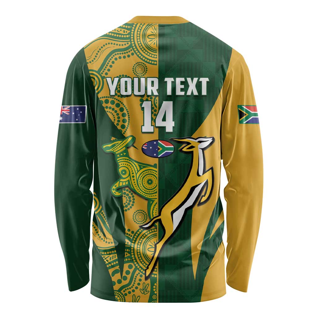 South Africa Australia Rugby Custom Long Sleeve Shirt Springboks Wallabies Together - Aussie Hoodie