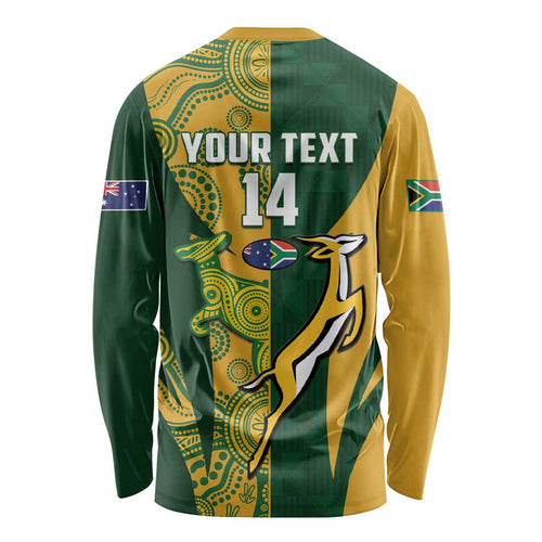South Africa Australia Rugby Custom Long Sleeve Shirt Springboks Wallabies Together - Aussie Hoodie