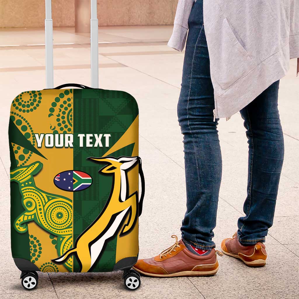 South Africa Australia Rugby Custom Luggage Cover Springboks Wallabies Together - Aussie Hoodie