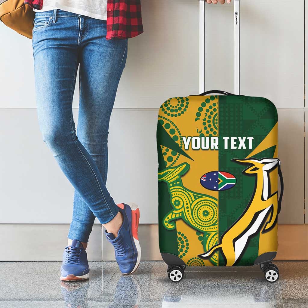 South Africa Australia Rugby Custom Luggage Cover Springboks Wallabies Together - Aussie Hoodie
