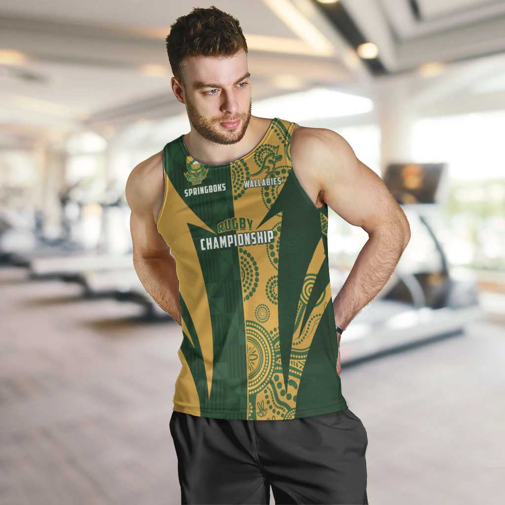 South Africa Australia Rugby Custom Men Tank Top Springboks Wallabies Together - Aussie Hoodie