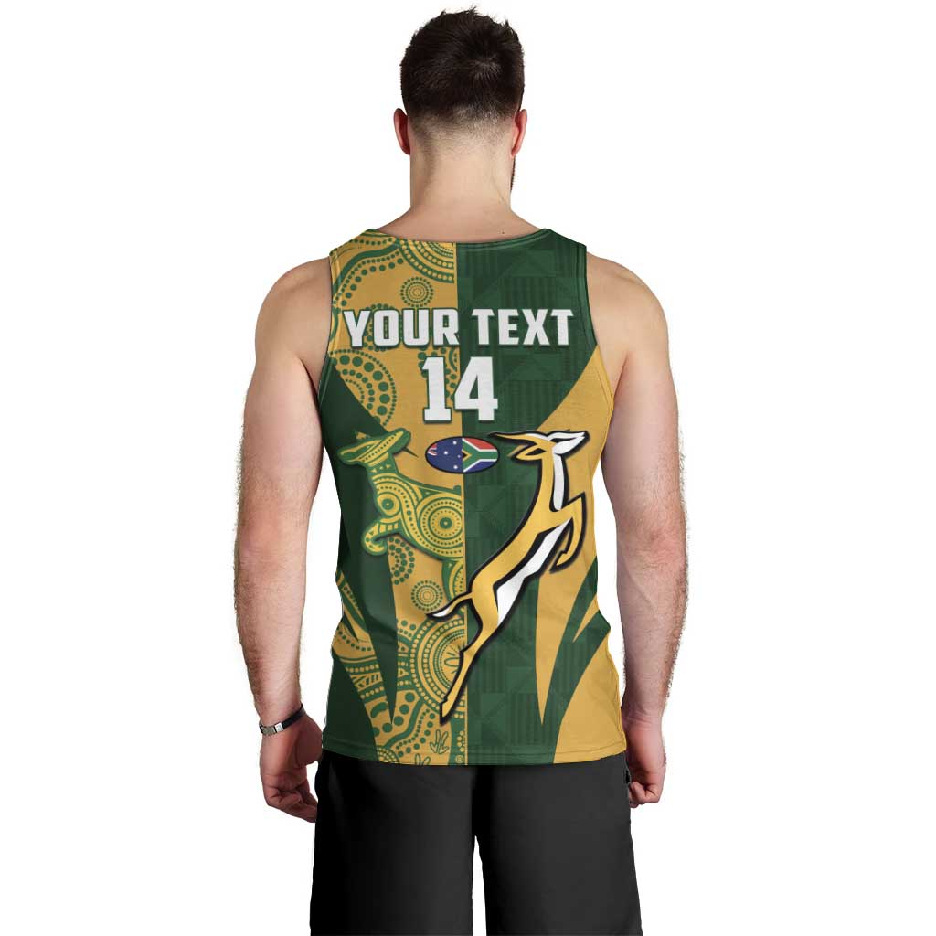 South Africa Australia Rugby Custom Men Tank Top Springboks Wallabies Together - Aussie Hoodie