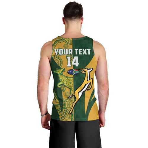 South Africa Australia Rugby Custom Men Tank Top Springboks Wallabies Together - Aussie Hoodie