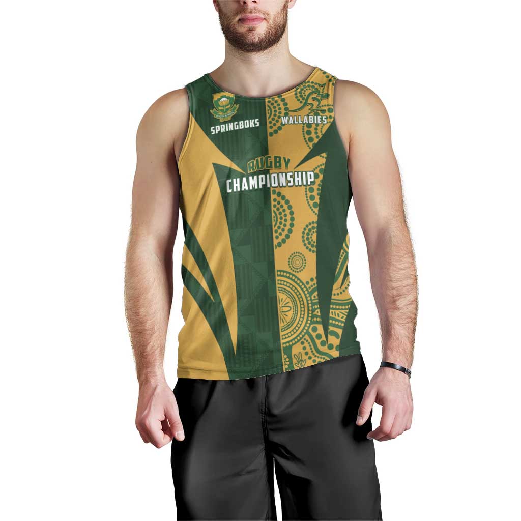 South Africa Australia Rugby Custom Men Tank Top Springboks Wallabies Together - Aussie Hoodie