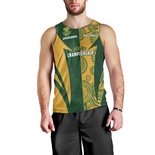 South Africa Australia Rugby Custom Men Tank Top Springboks Wallabies Together - Aussie Hoodie