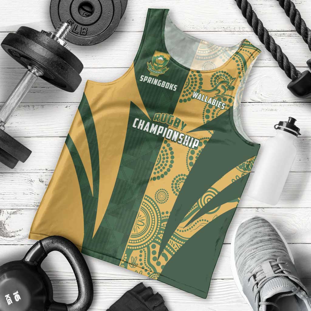 South Africa Australia Rugby Custom Men Tank Top Springboks Wallabies Together - Aussie Hoodie