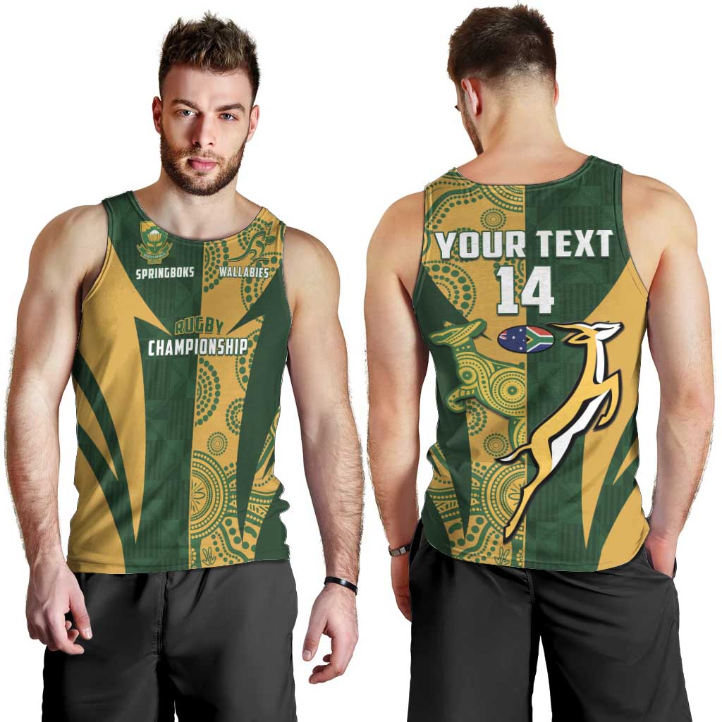 South Africa Australia Rugby Custom Men Tank Top Springboks Wallabies Together - Aussie Hoodie
