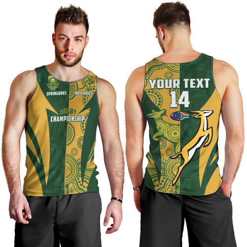 South Africa Australia Rugby Custom Men Tank Top Springboks Wallabies Together - Aussie Hoodie