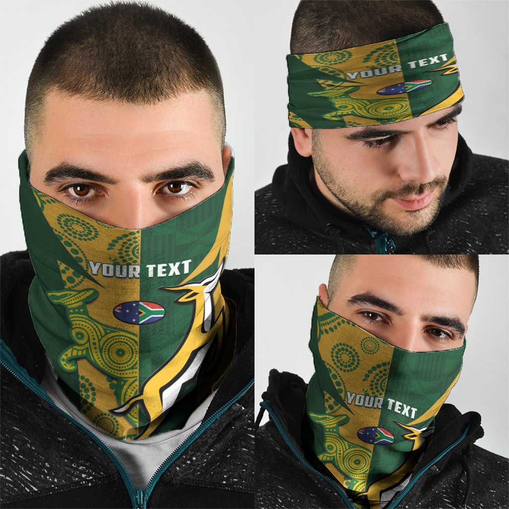 South Africa Australia Rugby Custom Neck Gaiter Springboks Wallabies Together - Aussie Hoodie