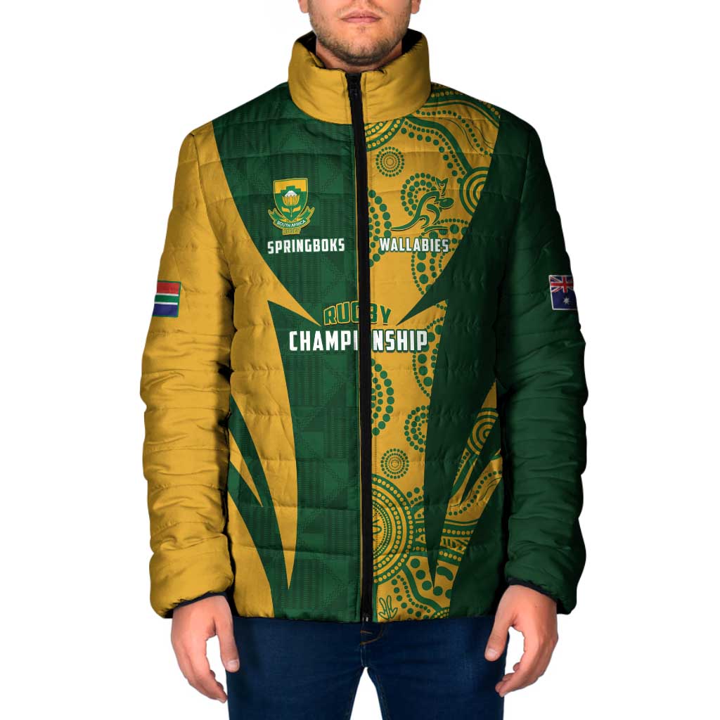 South Africa Australia Rugby Custom Padded Jacket Springboks Wallabies Together - Aussie Hoodie