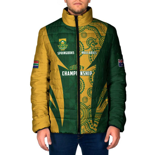 South Africa Australia Rugby Custom Padded Jacket Springboks Wallabies Together - Aussie Hoodie