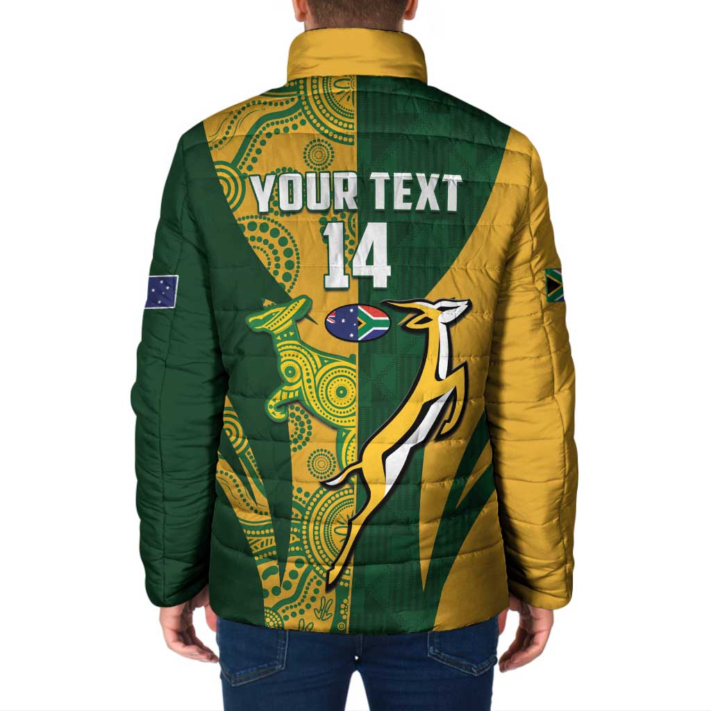 South Africa Australia Rugby Custom Padded Jacket Springboks Wallabies Together - Aussie Hoodie