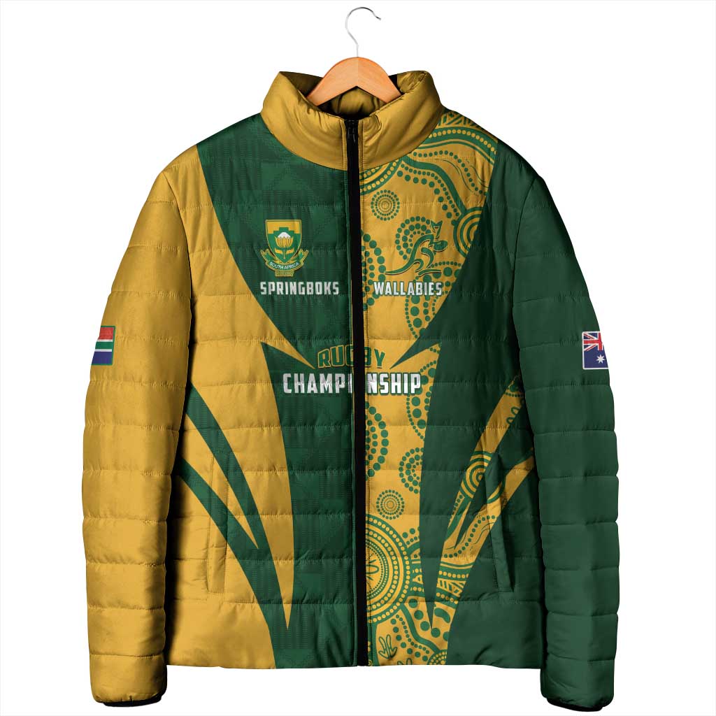 South Africa Australia Rugby Custom Padded Jacket Springboks Wallabies Together - Aussie Hoodie