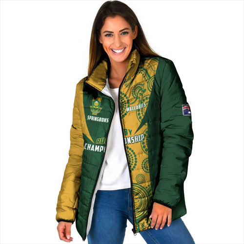 South Africa Australia Rugby Custom Padded Jacket Springboks Wallabies Together - Aussie Hoodie