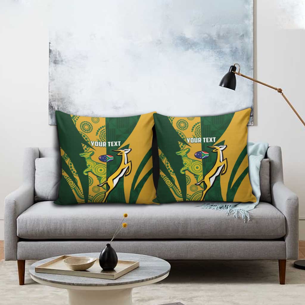 South Africa Australia Rugby Custom Pillow Cover Springboks Wallabies Together - Aussie Hoodie