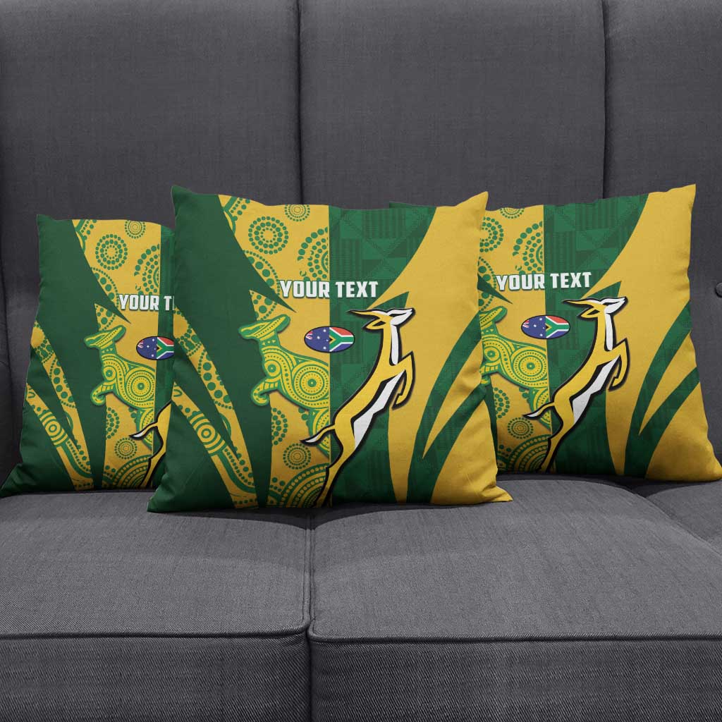 South Africa Australia Rugby Custom Pillow Cover Springboks Wallabies Together - Aussie Hoodie