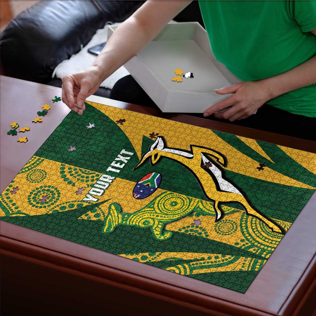 South Africa Australia Rugby Custom Puzzle Springboks Wallabies Together - Aussie Hoodie