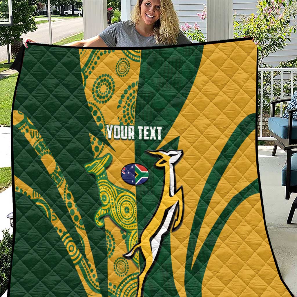 South Africa Australia Rugby Custom Quilt Springboks Wallabies Together - Aussie Hoodie