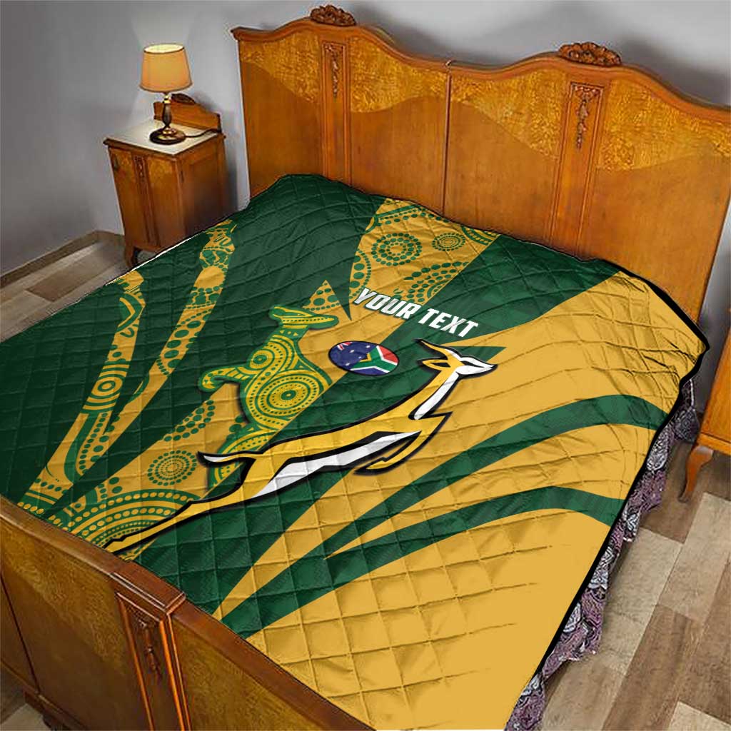South Africa Australia Rugby Custom Quilt Springboks Wallabies Together - Aussie Hoodie