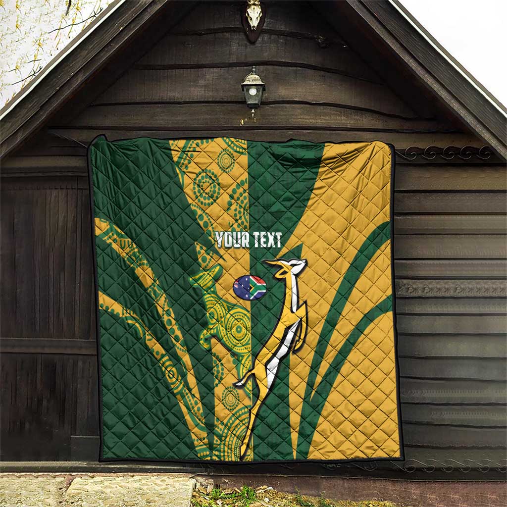 South Africa Australia Rugby Custom Quilt Springboks Wallabies Together - Aussie Hoodie