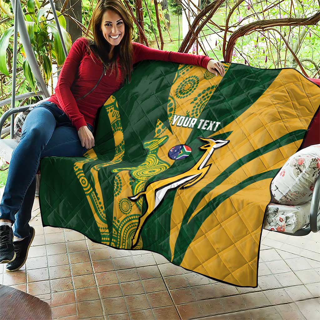South Africa Australia Rugby Custom Quilt Springboks Wallabies Together - Aussie Hoodie