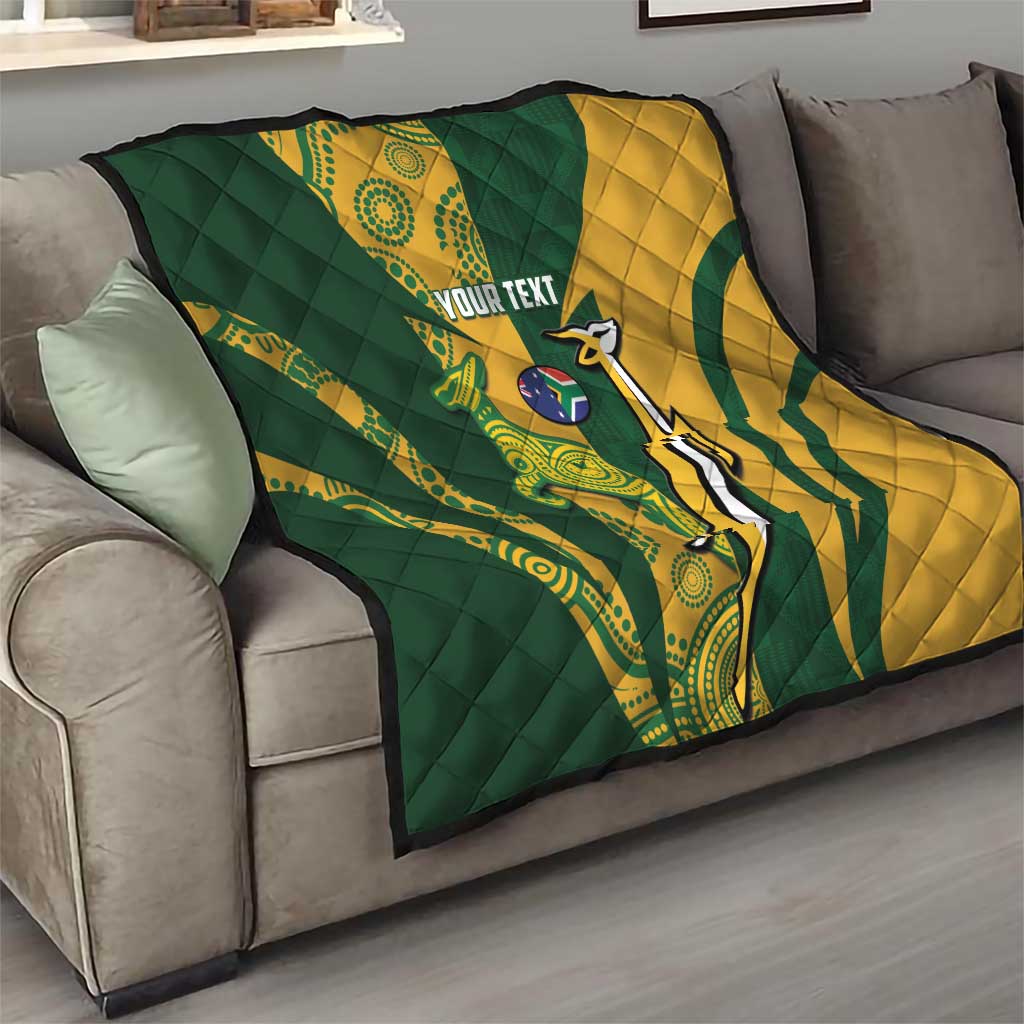 South Africa Australia Rugby Custom Quilt Springboks Wallabies Together - Aussie Hoodie