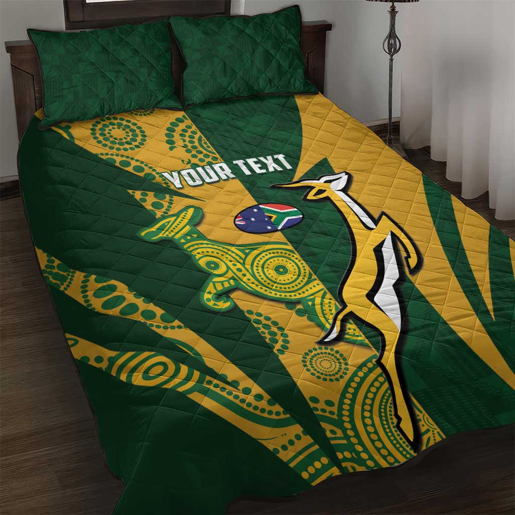 South Africa Australia Rugby Custom Quilt Bed Set Springboks Wallabies Together - Aussie Hoodie