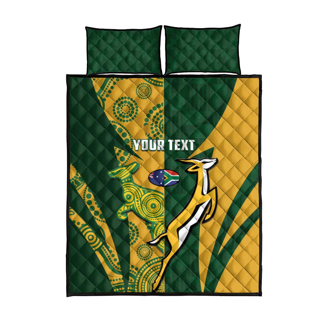 South Africa Australia Rugby Custom Quilt Bed Set Springboks Wallabies Together - Aussie Hoodie