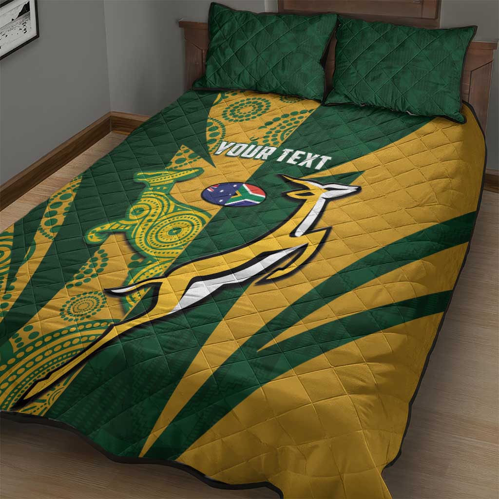 South Africa Australia Rugby Custom Quilt Bed Set Springboks Wallabies Together - Aussie Hoodie