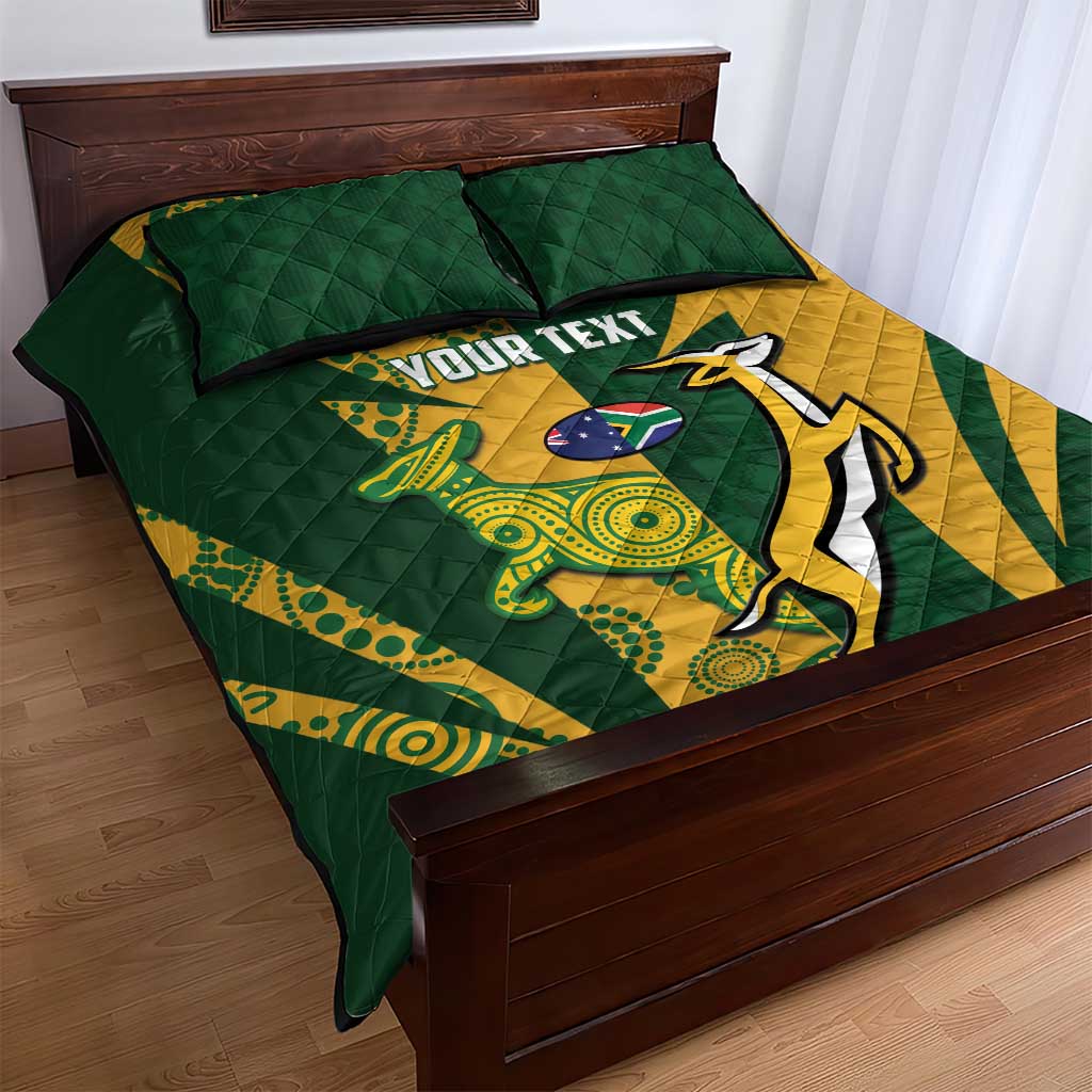 South Africa Australia Rugby Custom Quilt Bed Set Springboks Wallabies Together - Aussie Hoodie