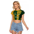 South Africa Australia Rugby Custom Raglan Cropped T Shirt Springboks Wallabies Together - Aussie Hoodie