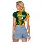 South Africa Australia Rugby Custom Raglan Cropped T Shirt Springboks Wallabies Together - Aussie Hoodie