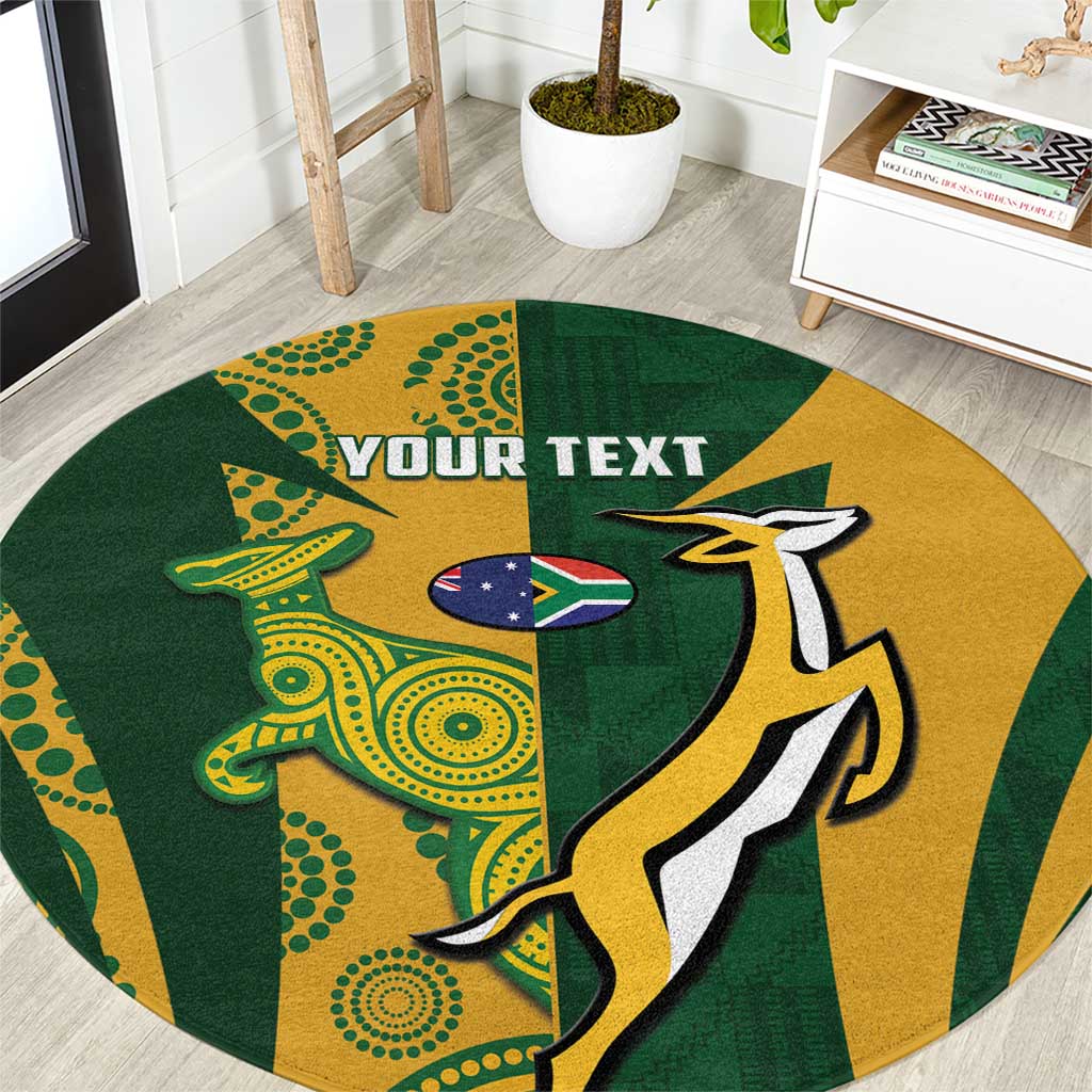 South Africa Australia Rugby Custom Round Carpet Springboks Wallabies Together - Aussie Hoodie