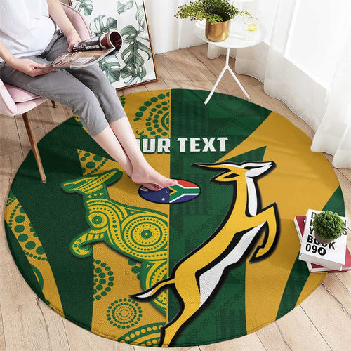 South Africa Australia Rugby Custom Round Carpet Springboks Wallabies Together - Aussie Hoodie
