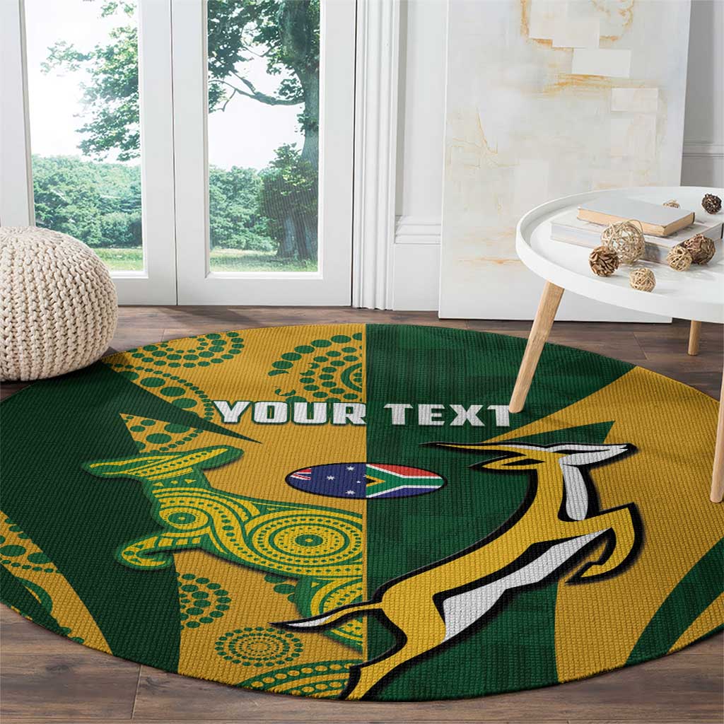 South Africa Australia Rugby Custom Round Carpet Springboks Wallabies Together - Aussie Hoodie