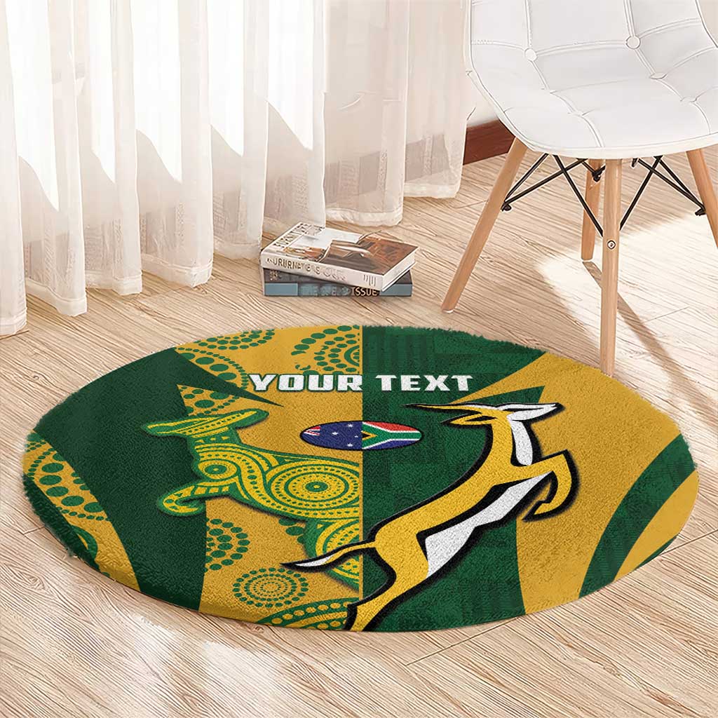 South Africa Australia Rugby Custom Round Carpet Springboks Wallabies Together - Aussie Hoodie