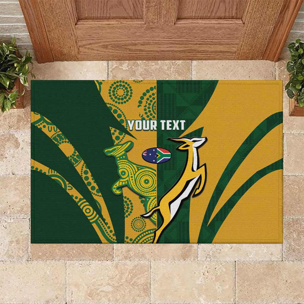 South Africa Australia Rugby Custom Rubber Doormat Springboks Wallabies Together - Aussie Hoodie