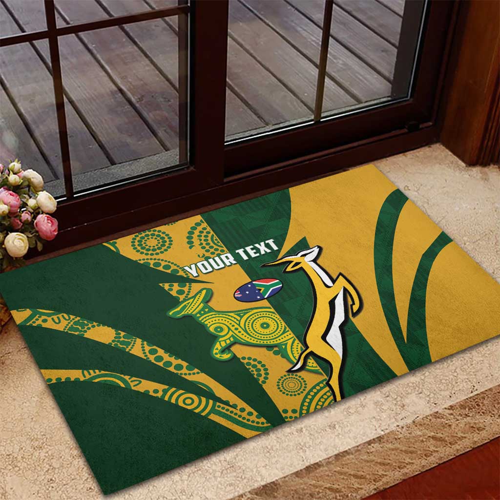 South Africa Australia Rugby Custom Rubber Doormat Springboks Wallabies Together - Aussie Hoodie