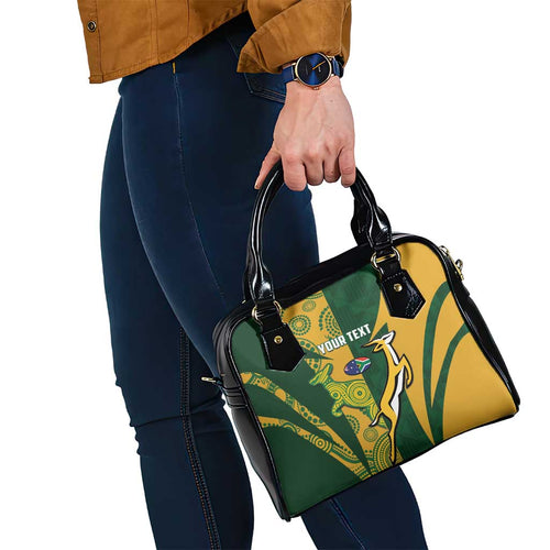 South Africa Australia Rugby Custom Shoulder Handbag Springboks Wallabies Together - Aussie Hoodie