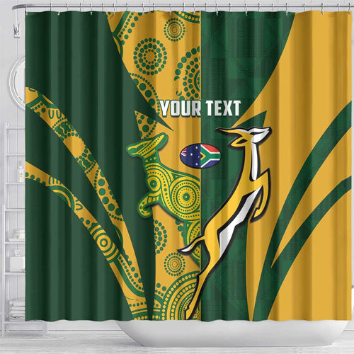 South Africa Australia Rugby Custom Shower Curtain Springboks Wallabies Together - Aussie Hoodie