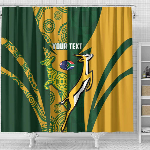 South Africa Australia Rugby Custom Shower Curtain Springboks Wallabies Together - Aussie Hoodie