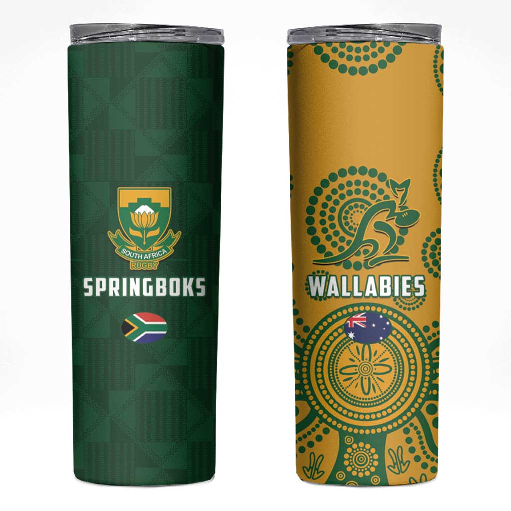 South Africa Australia Rugby Skinny Tumbler Springboks Wallabies Together - Aussie Hoodie
