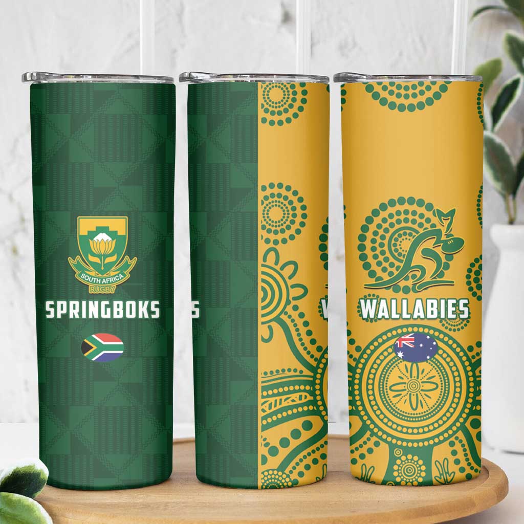 South Africa Australia Rugby Skinny Tumbler Springboks Wallabies Together - Aussie Hoodie