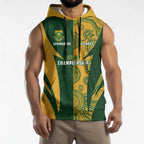 South Africa Australia Rugby Custom Sleeveless Hoodie Springboks Wallabies Together - Aussie Hoodie
