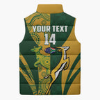 South Africa Australia Rugby Custom Sleeveless Puffer Jacket Springboks Wallabies Together - Aussie Hoodie