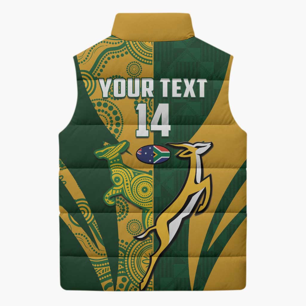 South Africa Australia Rugby Custom Sleeveless Puffer Jacket Springboks Wallabies Together - Aussie Hoodie