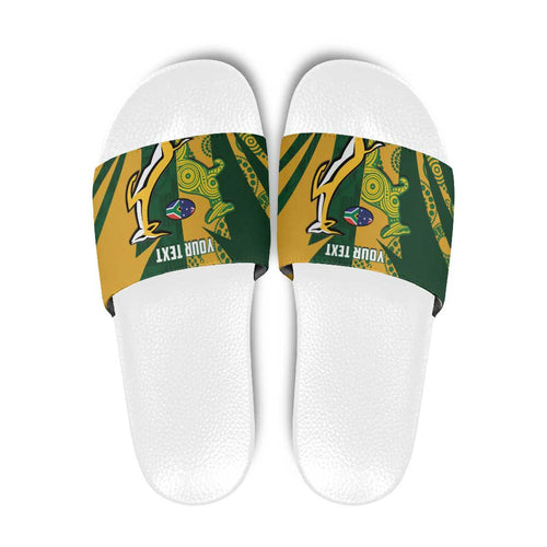 South Africa Australia Rugby Custom Slide Sandals Springboks Wallabies Together - Aussie Hoodie