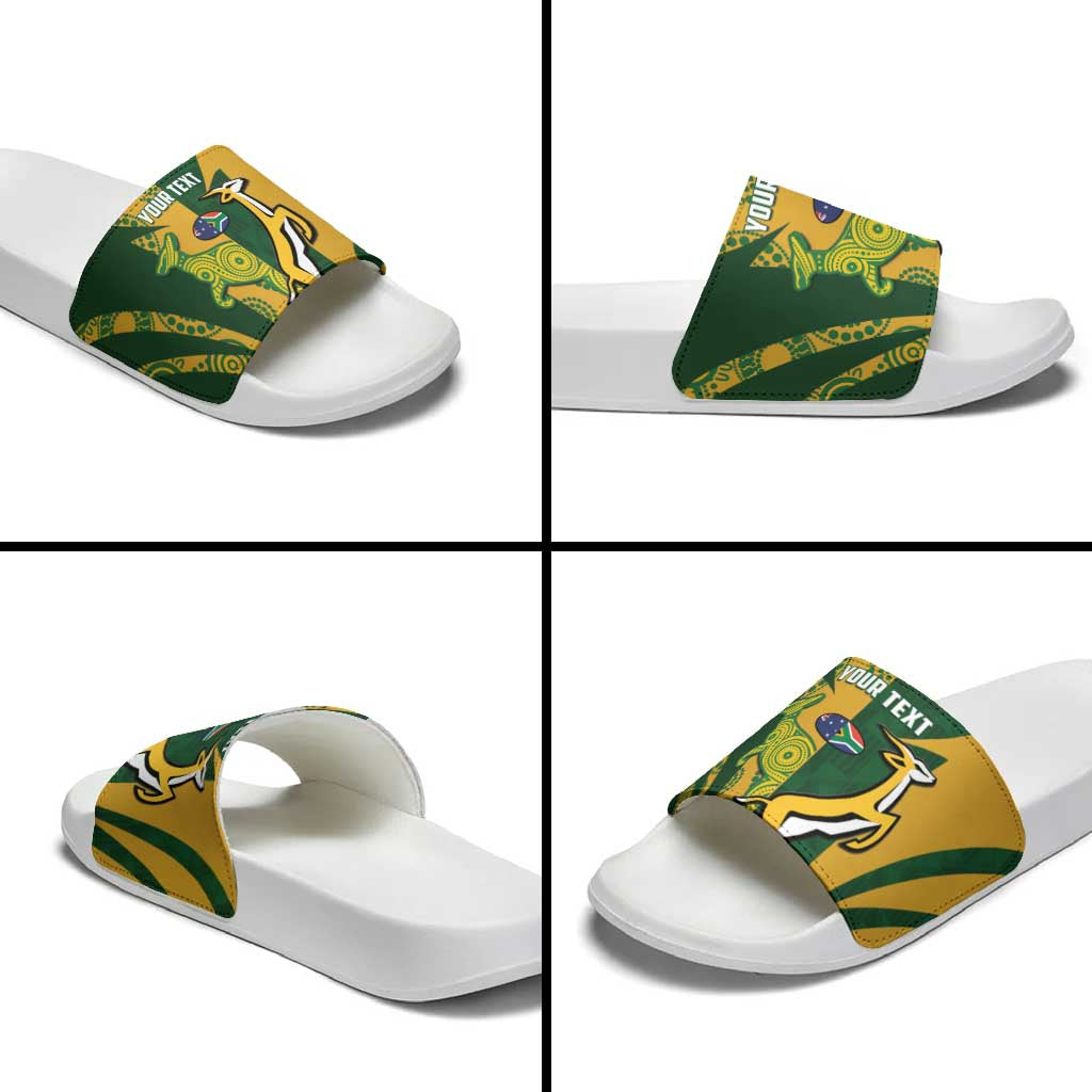South Africa Australia Rugby Custom Slide Sandals Springboks Wallabies Together - Aussie Hoodie