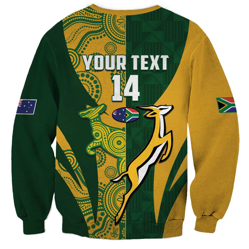 South Africa Australia Rugby Custom Sweatshirt Springboks Wallabies Together - Aussie Hoodie