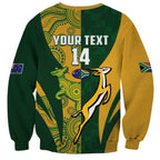 South Africa Australia Rugby Custom Sweatshirt Springboks Wallabies Together - Aussie Hoodie